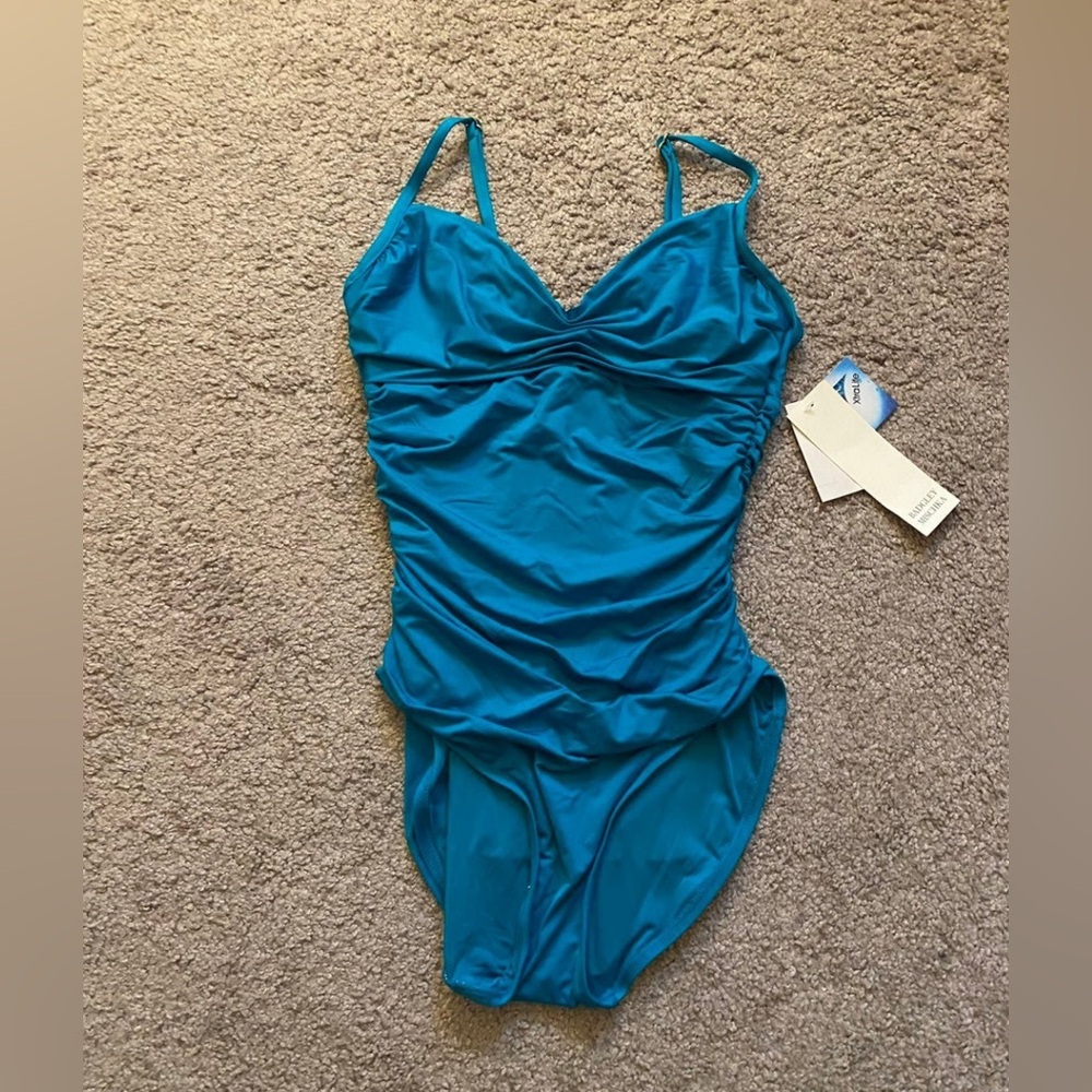 Badgley Mischka Womens turquoise blue Swimsuit Sz 6